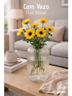 Nandy Home El Yapımı Cam, Pure Oval Model Vazo - Cam Vazo