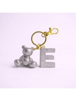 Scultore Kişiye Özel E Harfli Ayıcık Anahtarlık - Epoksi Tasarım Çanta ve Araba Anahtarlığı