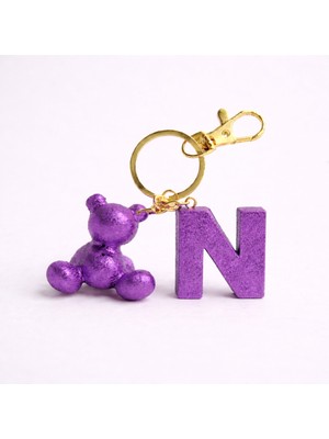 Scultore Kişiye Özel N Harfli Ayıcık Anahtarlık - Epoksi Tasarım Çanta ve Araba Anahtarlığı