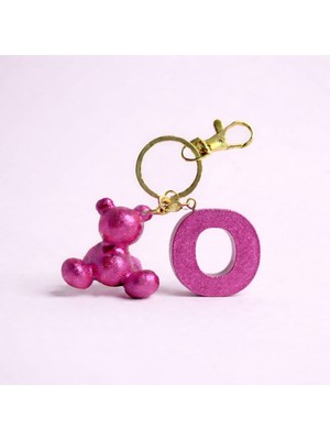 Scultore Kişiye Özel O Harfli Ayıcık Anahtarlık - Epoksi Tasarım Çanta ve Araba Anahtarlığı