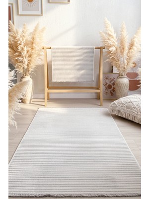 Melaris Halı Yıkanabilir Pamuk Dokuma Kilim Doğal Kendinden Saçaklı Kaymaz Tabanlı Halı Salon Oturma Odası Mutfak Halısı