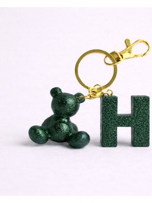 Scultore Kişiye Özel H Harfli Ayıcık Anahtarlık - Epoksi Tasarım Çanta ve Araba Anahtarlığı