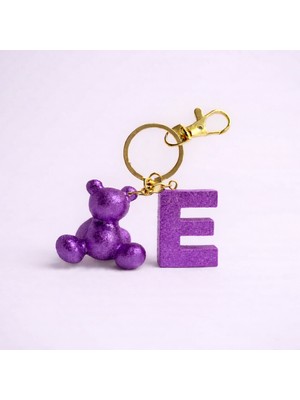 Scultore Kişiye Özel E Harfli Ayıcık Anahtarlık - Epoksi Tasarım Çanta ve Araba Anahtarlığı