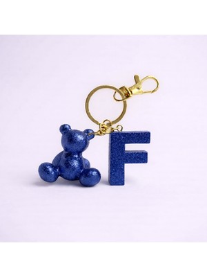 Scultore Kişiye Özel F Harfli Ayıcık Anahtarlık - Epoksi Tasarım Çanta ve Araba Anahtarlığı