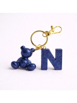 Scultore Kişiye Özel N Harfli Ayıcık Anahtarlık - Epoksi Tasarım Çanta ve Araba Anahtarlığı