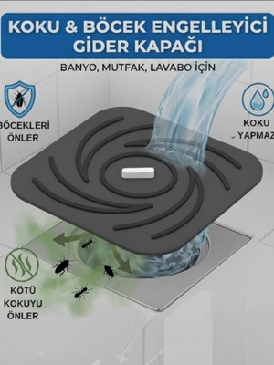 Beylini Kötü Koku Böcek Önleyici Gider Tıpası Lavabo Balkon Tuvalet Gider Kapatıcı Kapak Silikon Gri-Gri