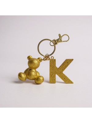Scultore Kişiye Özel K Harfli Ayıcık Anahtarlık - Epoksi Tasarım Çanta ve Araba Anahtarlığı