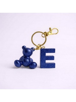 Scultore Kişiye Özel E Harfli Ayıcık Anahtarlık - Epoksi Tasarım Çanta ve Araba Anahtarlığı