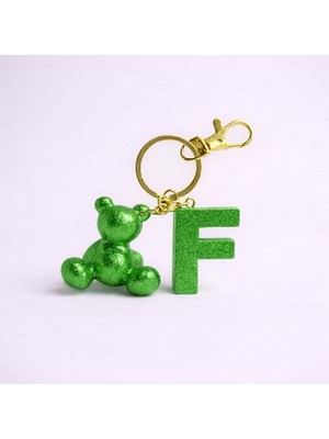 Scultore Kişiye Özel F Harfli Ayıcık Anahtarlık - Epoksi Tasarım Çanta ve Araba Anahtarlığı