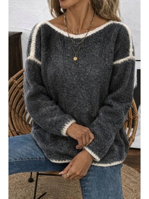 Başak Collection Kadın Uzun Kollu Kayık Yaka Triko Bluz