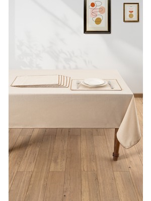 Denizli Concept Vera Masa Örtüsü + 6'lı Amerikan Servis Seti Tütün