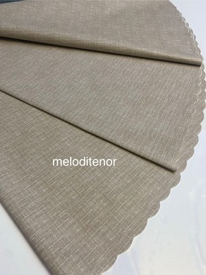 Derya Kırçıllı Kumaş Görünümlü Astarlı Kaymaz Kolay Silinebilir Pvc Yuvarlak Muşamba Masa Örtüsü