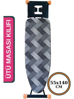 Asev Home Ütü Masası Kılıfı Büyük Boy İpli Stoperli Keçeli Kılıfı Örtüsü Bezi 55 x 140 cm Aura