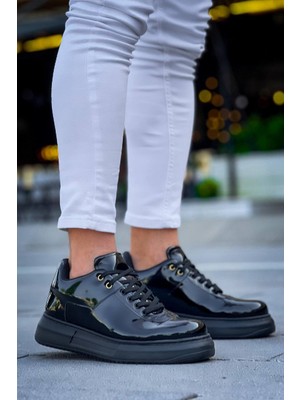 Zapatos KB-X20 Erkek Günlük Bağcıklı Rugan Spor Sneaker Ayakkabı Rst - Siyah