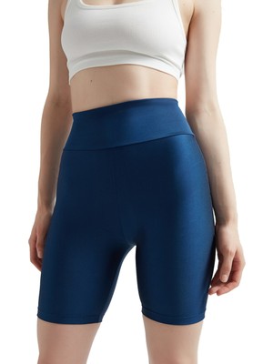 We Secrets Parlak Lacivert Kısa Tayt, Trend Moda Rahat Spor Şık Kısa Tayt, Disco Kısa Tayt