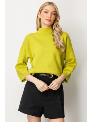 Mutlu Ertan Kadın Kapri Kol Çizgili Bluz Yesil 20140