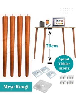 Cangul Ahşap 70 cm Meşe Konik Ayak 4 Parça Ahşap Malzeme ile Dayanıklı ve Modern Tasarım