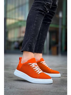 Zapatos KB-X204 Erkek Günlük Bağcıklı Keten Spor Sneaker Ayakkabı Kbt - Turuncu
