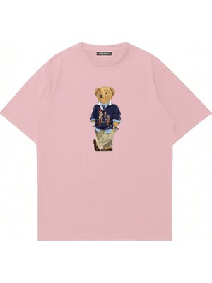 Mad&Calf  Unisex Teddy Dady Baskılı Bisiklet Yaka Oversize Tshirt