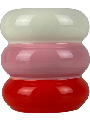 Que Rico - El Boyaması Küçük Saksı Beyaz&pembe&turuncu