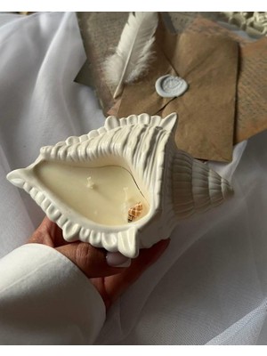 Yaratıcı Sanatlar Atölyesi Deniz Kabuğu Içinde Okyanus Temalı Kokulu Aromaterapi Mum Dekoratif El Yapımı Tasarım Mum