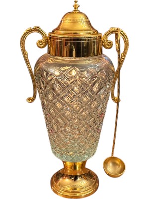 TT Fransız Atelier Du Grillon Pirinç ve Kristal Şerbetlik ve Kepçesi