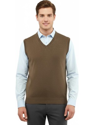 Çizgi Triko Erkek V Yaka Süveter Çelik Örgü Regular Kalıp 5200H BGL-ST04962