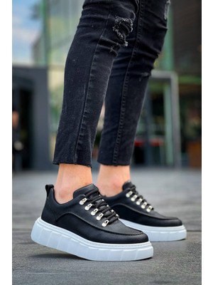Zapatos KB-X10 Erkek Günlük Bağcıklı Cilt Spor Sneaker Ayakkabı Cbt - Siyah