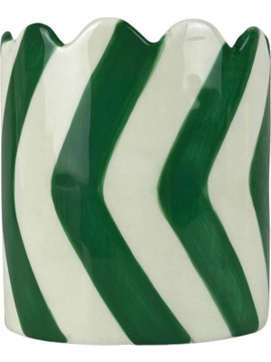 Que Rico - El Boyaması Küçük Saksı Yeşil&beyaz