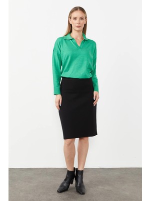 Mutlu Ertan Kadın Gömlek Yaka Triko Bluz Benetton 20076