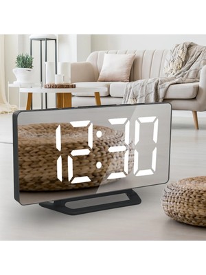 Hpytech🪞 LED Aynalı Dijital  Masa&duvar Saati ⏰sessiz, Termometre, USB Şarj,alarm 🔔 Modern Şık Tasarım