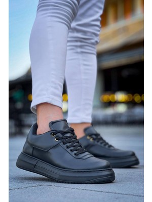 Zapatos KB-X20 Erkek Günlük Bağcıklı Cilt Spor Sneaker Ayakkabı Cst - Siyah