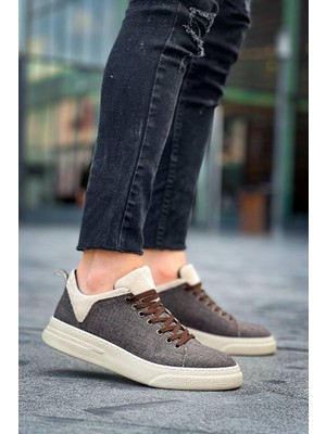 Zapatos KB-X204 Erkek Günlük Bağcıklı Keten Spor Sneaker Ayakkabı Kbt - Taba