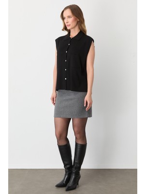 Mutlu Ertan Kadın Cepli Kolsuz Yelek Siyah 20293