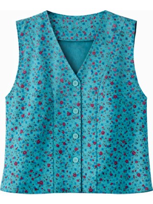 Retrobird Tasarım Yelek Kadın Turkuaz Renkli