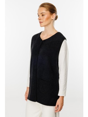 Mutlu Ertan Kadın Sakal Triko Yelek Siyah -Siyah 20142