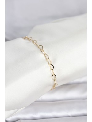 Hkursat cm 14K Gold Renk Kalpli Zincir Model Kadın Bileklik