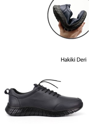 Gönderi(r) Erkek Lacivert  Bağcıklı Kauçuk Taban Hakiki Deri Sneaker