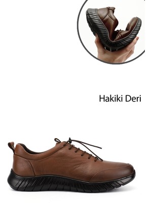 Gönderi(r) Erkek Taba Antik Bağcıklı Kauçuk Taban Hakiki Deri Sneaker