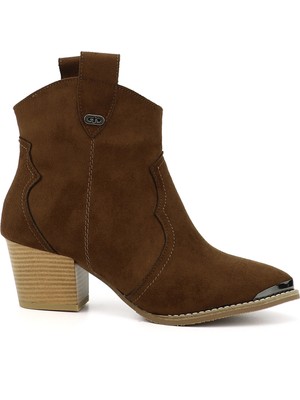 Gönderi(r) Kadın Kahve  Sivri Burun Kalın Topuklu Kovboy Bot