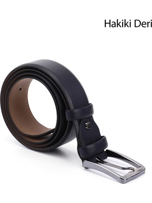 Gönderi(r) Erkek Lacivert  Hakiki Deri 3,5 Cm Klasik Kemer