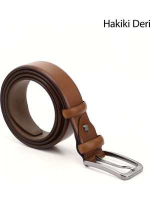 Gönderi(r) Erkek Taba Antik  Hakiki Deri 3,5 Cm Klasik Kemer