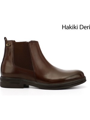 Gönderi(r) Erkek Kahverengi Hakiki Deri Fermuarlı Chelsea Bot