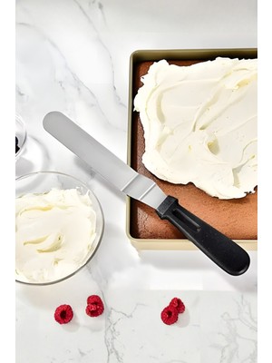 Orvila Eğik Oval Uçlu Pasta Sıvama Spatulası - Siyah - Yüksek Kalite - Dayanıklı ve Pratik