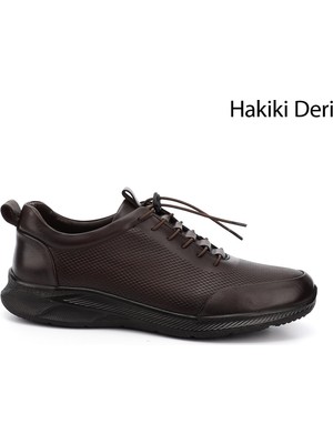 Gönderi(r) Erkek Kahverengi Bağcıklı Kauçuk Taban Hakiki Deri Sneaker