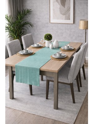 PerdeYap Kadife Dokulu Mint Yeşili Renk Runner – Günlük Kullanıma Uygun, Bakımı Kolay 40 x 140 cm