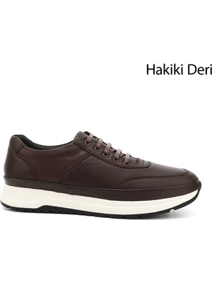 GÖNDERİ Erkek Kahve Antik  Bağcıklı Hakiki Deri Comfort Sneaker