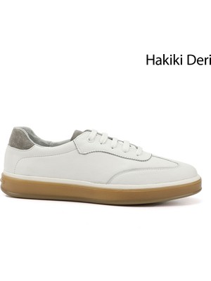 Gönderi(r) Erkek Beyaz Bağcıklı Hakiki Deri Comfort Sneaker
