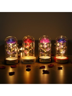 ForWhat Büro Ev Ofis Hediyesi Için Ledli Incili Sonsuzluk Gülü Fanus