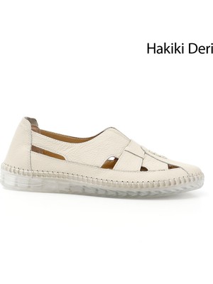 GÖNDERİ Kadın Bej  Hakiki Deri Comfort Ayakkabı